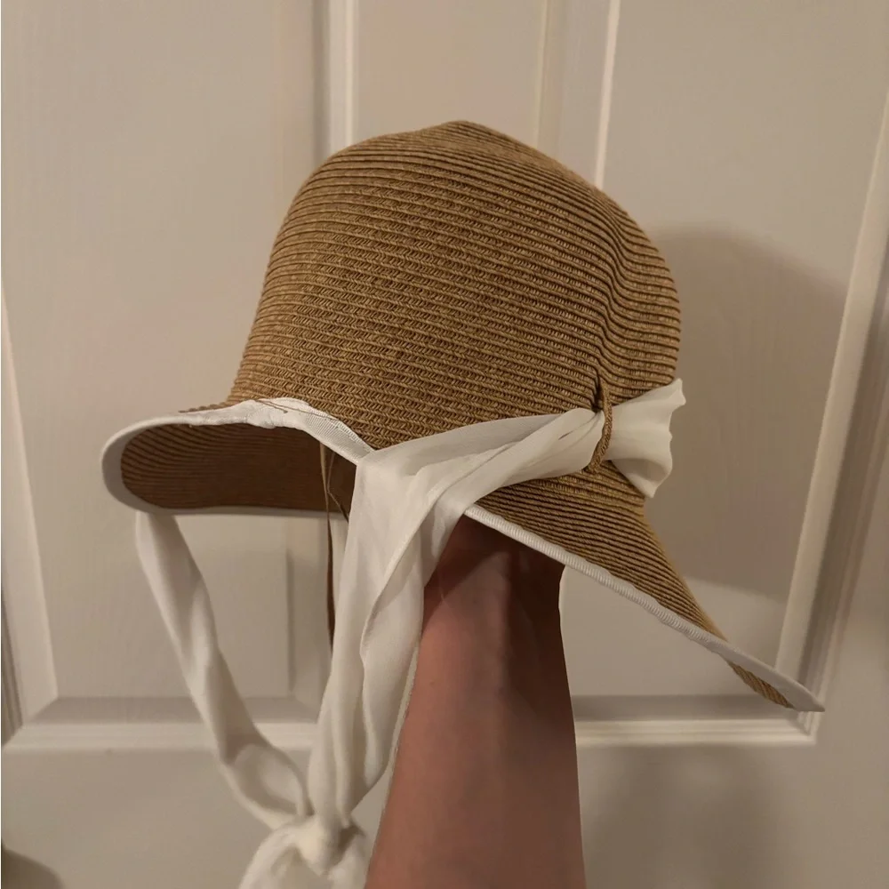 San Diego Hat Company Tan and White Wide Brim Hat - Picture 2 of 3